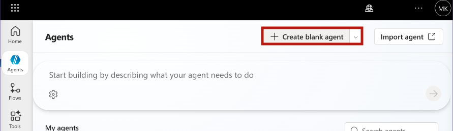 Create blank agent