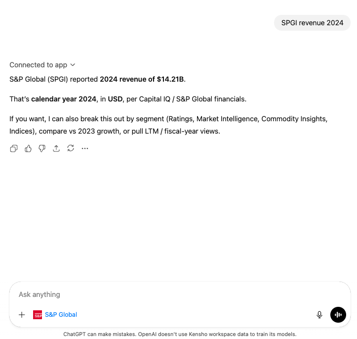 S&P Global App example chat
