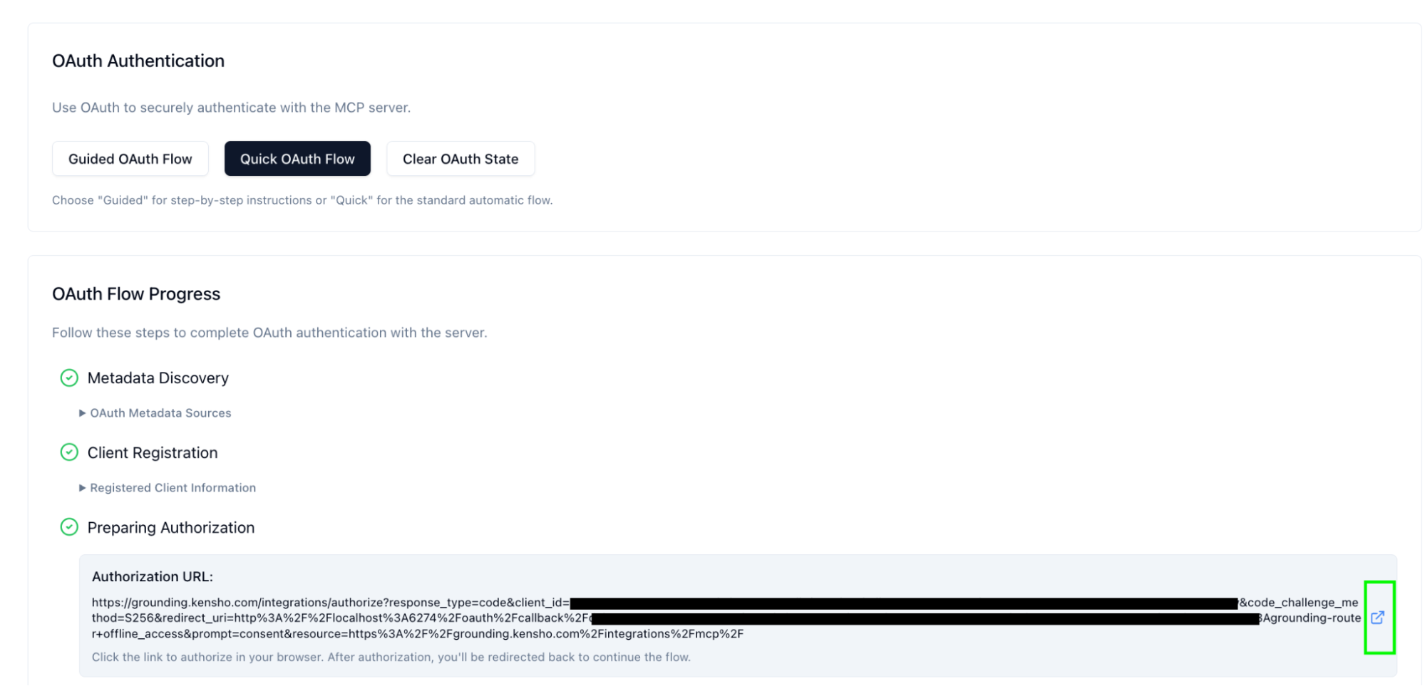 MCP Inspector connected