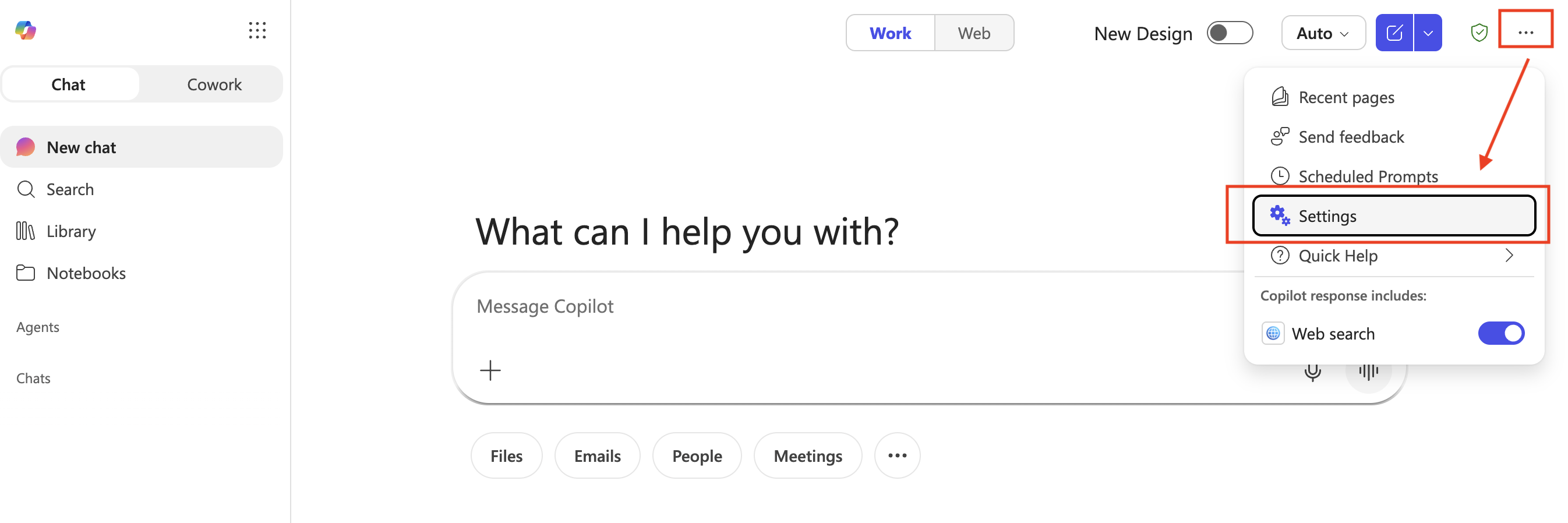 Open settings