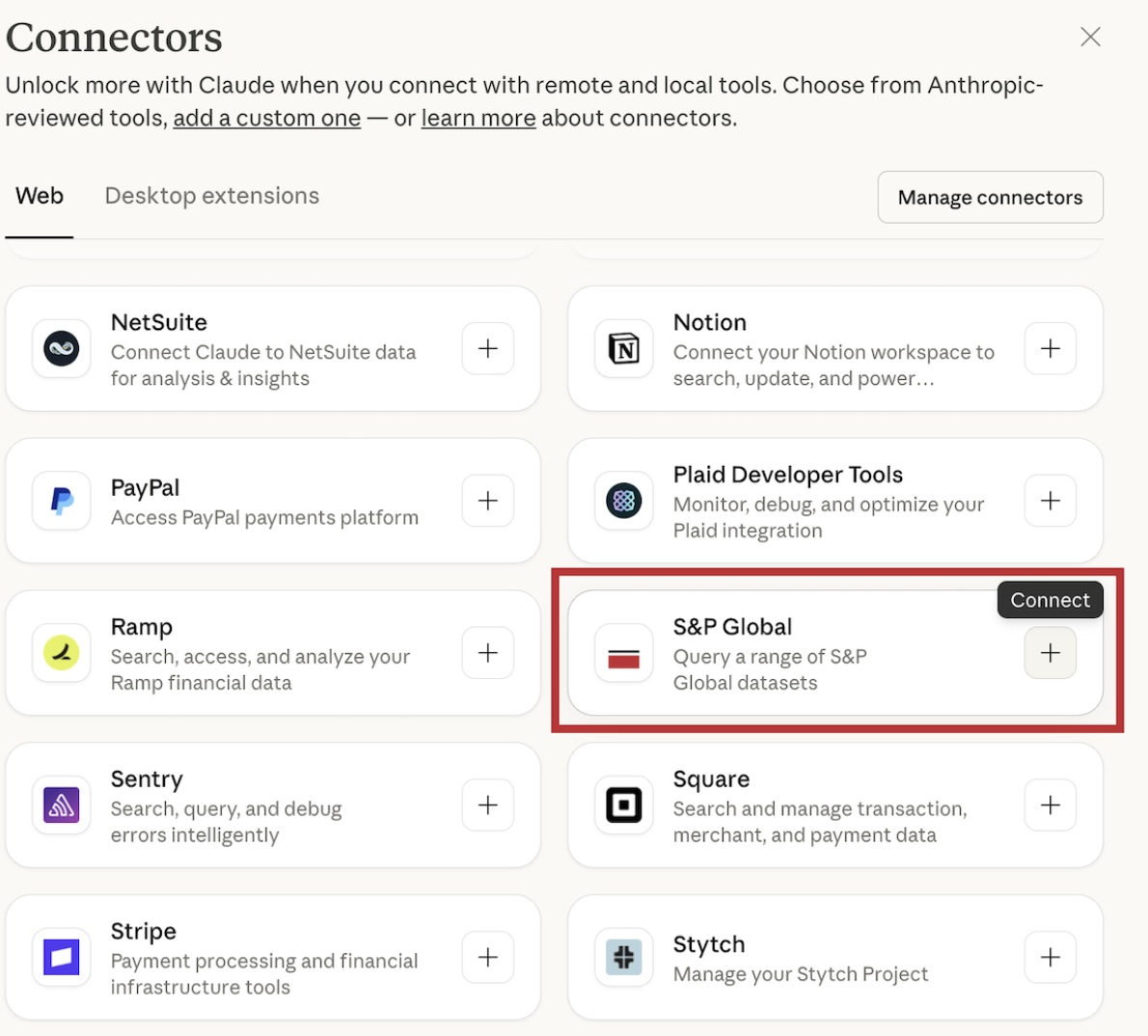 S&P Global connector